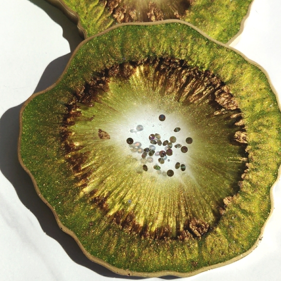 Handmade Brown and Green Resin Coasters - Picture 5 of 5